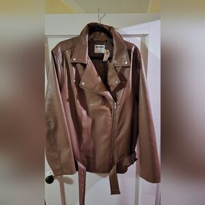 NWT Old Navy 3x Pleather Brown Jacket